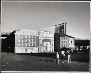 [Trompe l'oeil concealing a Con Ed substation at 237-257 Front Street, and the Jasper Ward house, 45 Peck Slip.]