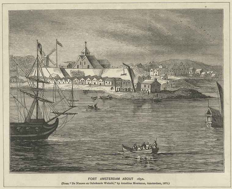 Even in 1650, small skiffs such as Dircksen's ferry would have had to dodge large vessels inhabiting the waters. (Courtesy New York Public Library)