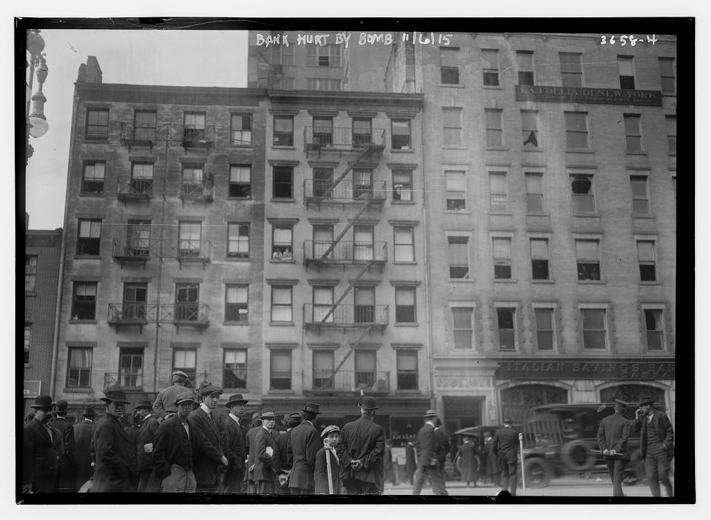 Another view of the damaged bank (Courtesy Library of Congress)