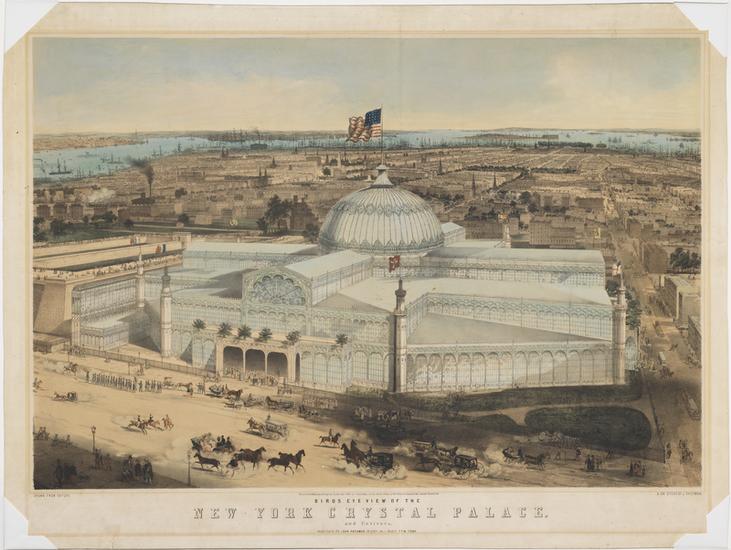 Birds Eye View of the New York Crystal Palace and Environs by John Bachmann. Courtesy the Museum of the City of New York