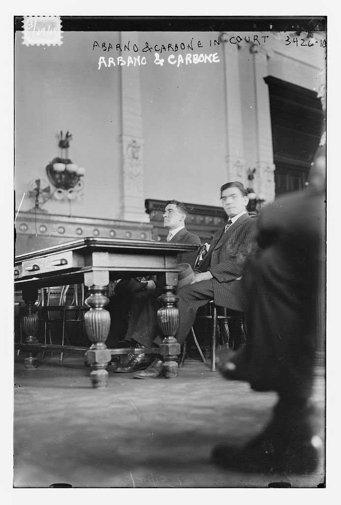 Photograph shows Frank Abarno and Carmine Carbone, who were accused and convicted of an anarchist plot to blow up St. Patrick's Cathedral in March 1915. (Source: Flickr Commons project, 2012) Forms part of: George Grantham Bain Collection (Library of Congress).