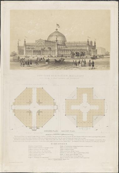 A very church-like plan of the Crystal Palace building by Petermann and Guildemeister. Courtesy Museum of the City of New York 