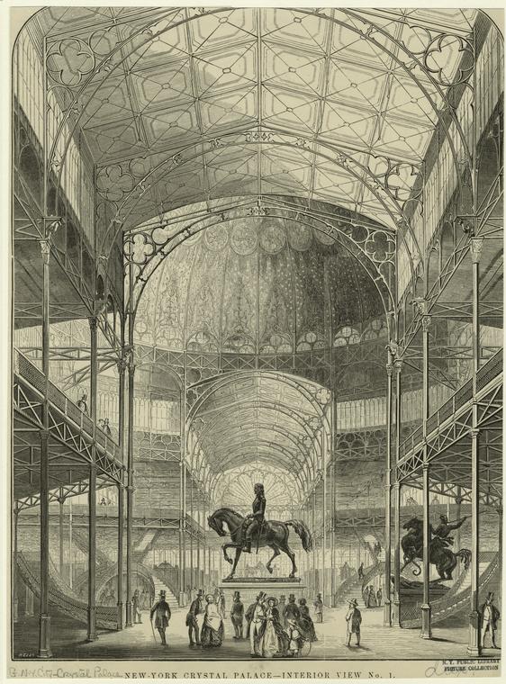 Illustration of the center of the Crystal Palace by J Wells. Courtesy New York Public Library