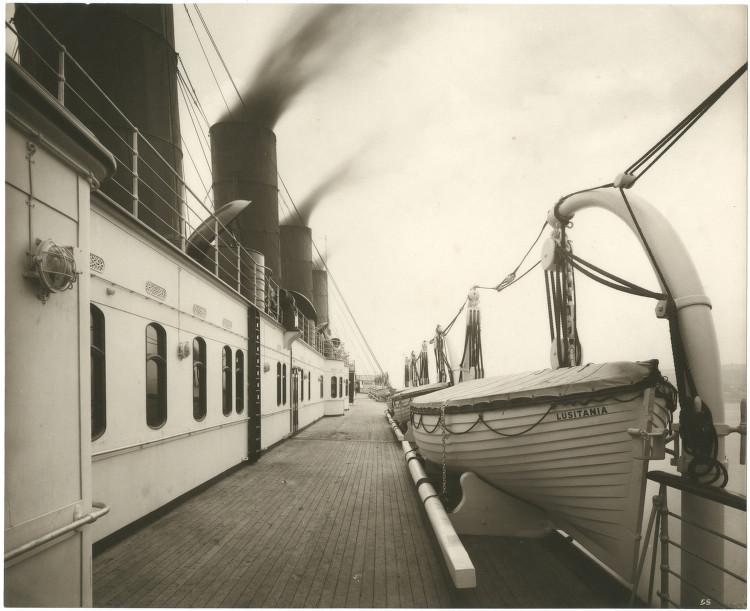 The deck of the Lusitania, 1905-07, courtesy SMU Central University