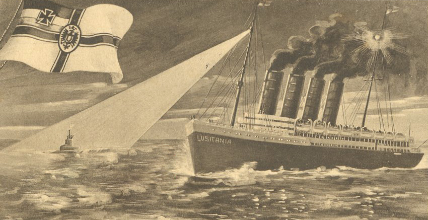 Sinking of the Lusitania, European postcard