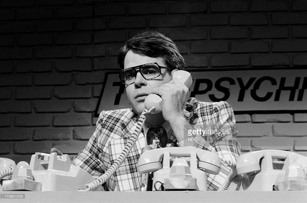 SATURDAY NIGHT LIVE -- Episode 8 -- Pictured: Dan Aykroyd as Ray during the "Telepsychic" skit on December 9, 1978 -- (Photo by: NBC/NBCU Photo Bank)