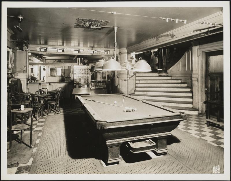 16 Gramercy Park South. The Players Club. Interior, view of playroom and bar, before alterations