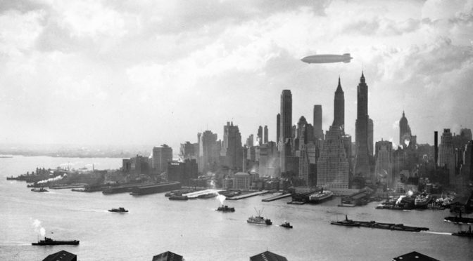 1936 Hindenburg Blimp Over New York PHOTO Empire State Building Airship Zeppelin