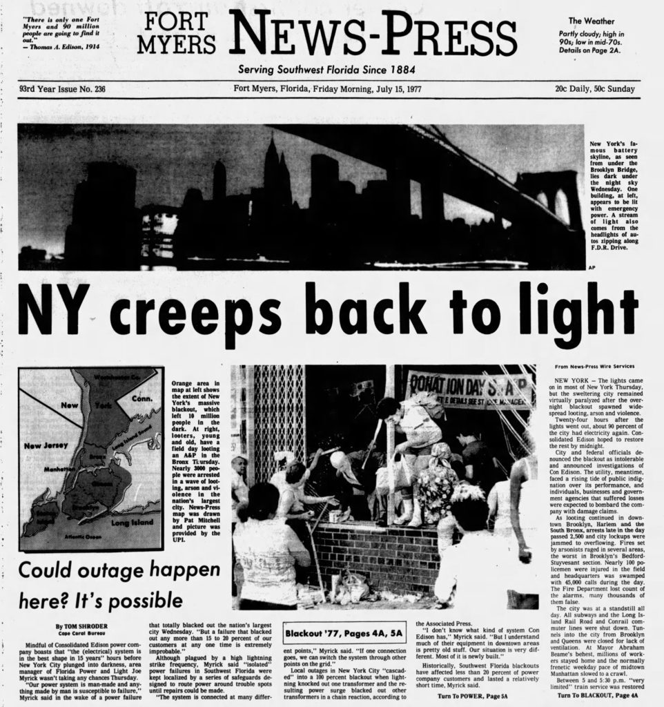 How American Newspapers Reported the New York Blackout of 1977 The