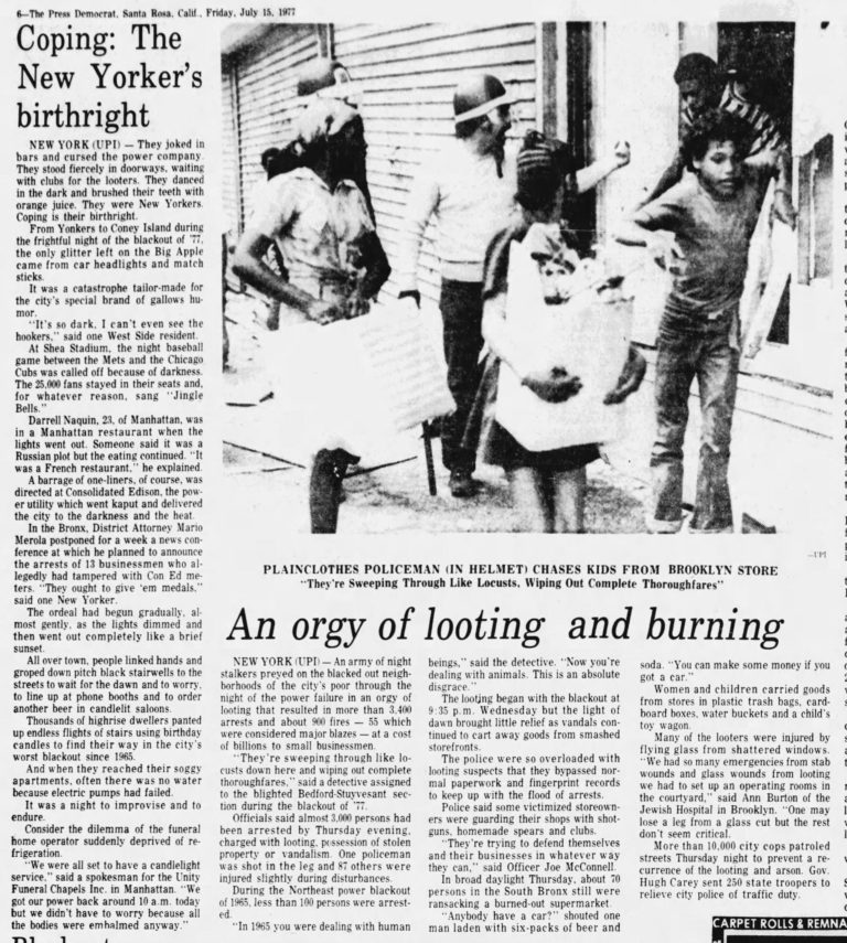 How American Newspapers Reported the New York Blackout of 1977 The