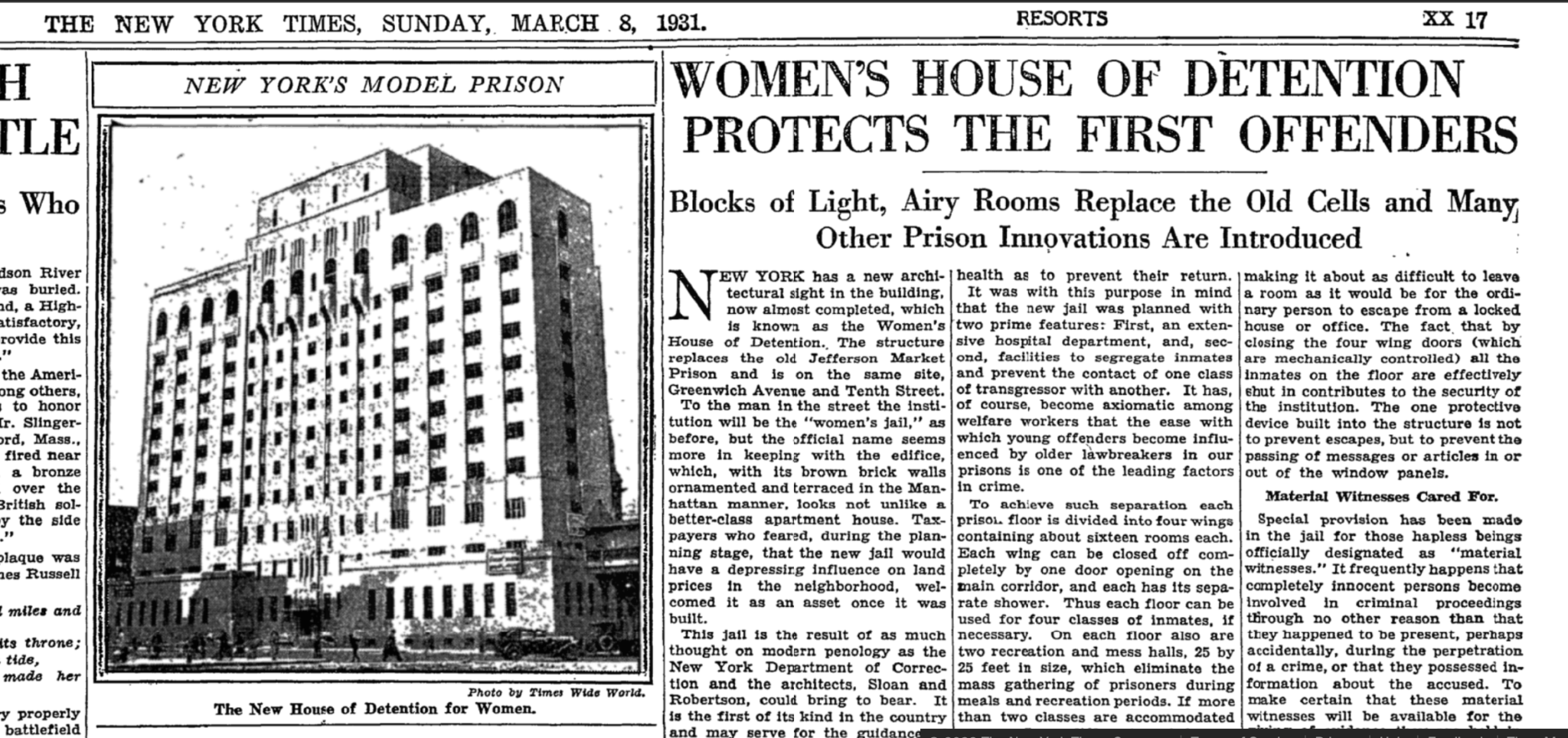 The History of Jefferson Market and the Women's House of Detention